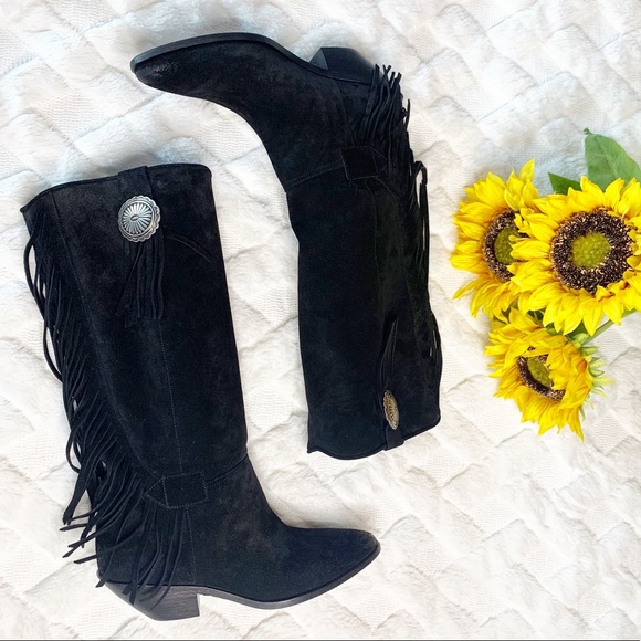 SAINT LAURENT - NEW fringe boots with medallion - Picture 2 of 4